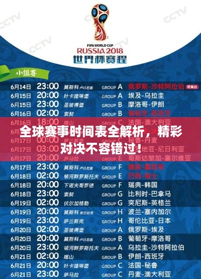 全球賽事時間表全解析，精彩對決不容錯過！