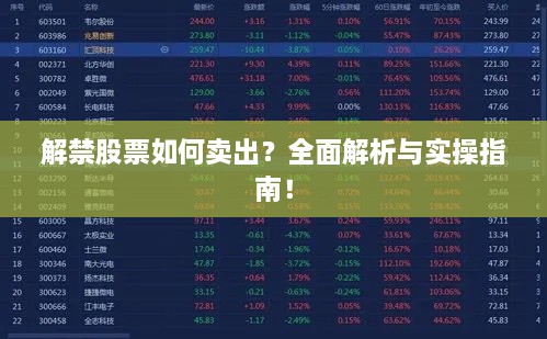 解禁股票如何賣出？全面解析與實操指南！