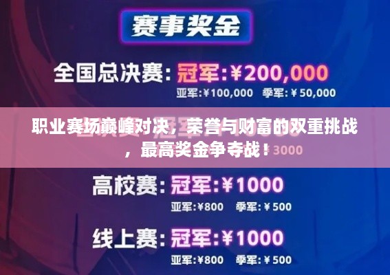 職業(yè)賽場巔峰對決，榮譽(yù)與財(cái)富的雙重挑戰(zhàn)，最高獎(jiǎng)金爭奪戰(zhàn)！