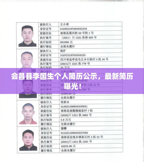 會昌縣李國生個人簡歷公示，最新簡歷曝光！