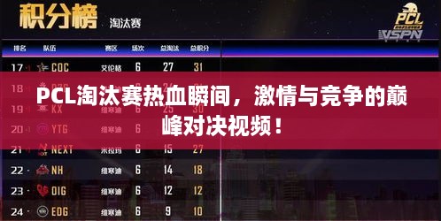 PCL淘汰賽熱血瞬間，激情與競爭的巔峰對決視頻！