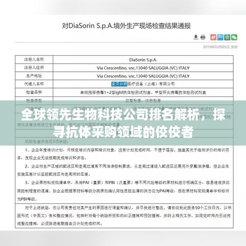 全球領(lǐng)先生物科技公司排名解析，探尋抗體采購領(lǐng)域的佼佼者