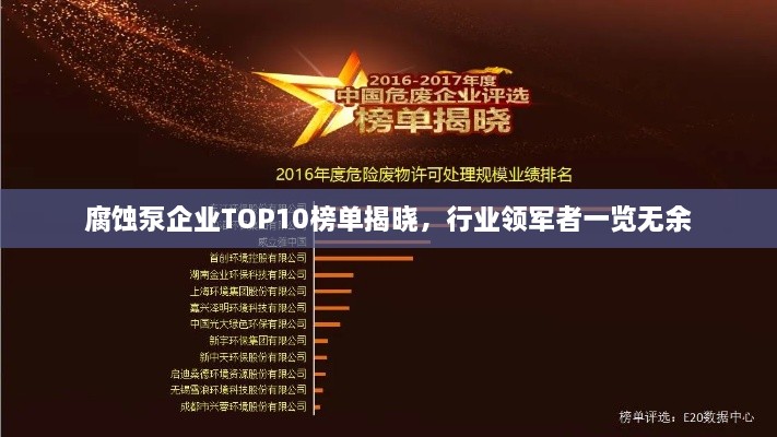 腐蝕泵企業(yè)TOP10榜單揭曉，行業(yè)領(lǐng)軍者一覽無(wú)余