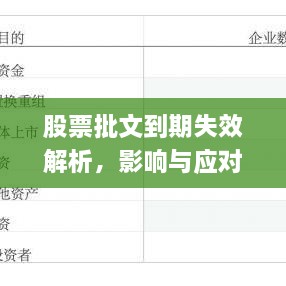 股票批文到期失效解析，影響與應(yīng)對(duì)策略