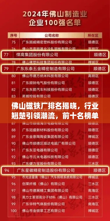 佛山磁鐵廠排名揭曉，行業(yè)翹楚引領(lǐng)潮流，前十名榜單全解析
