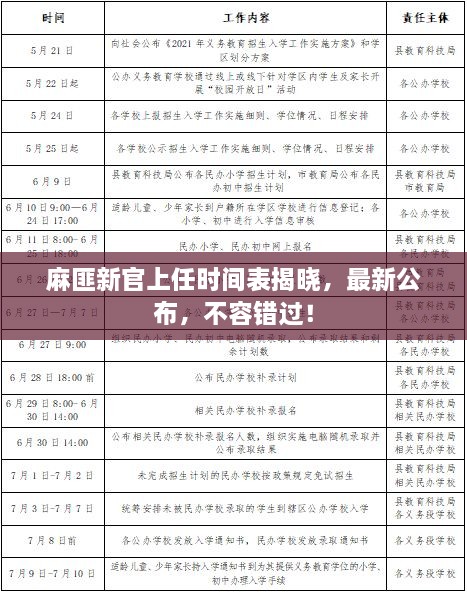 麻匪新官上任時間表揭曉，最新公布，不容錯過！