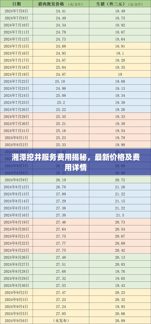 湘潭挖井服務費用揭秘，最新價格及費用詳情