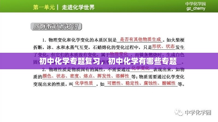 初中化學專題復習，初中化學有哪些專題 